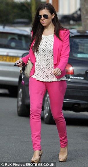 Hot Pink Imogen Thomas Hides Her Blushes In A Bright Dress Out On The