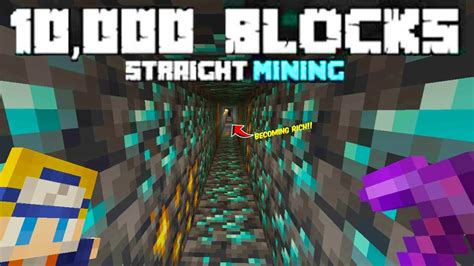 I Mined 10000 Blocks In A Straight Line In Minecraft Pe Youtube