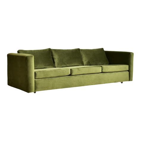 Vintage 1970s Olive Green Velvet Sofa Chairish