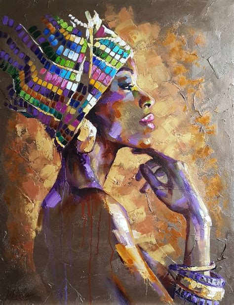Portrait African Woman Abstract Portrait Woman Face Original Oil