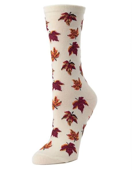 Autumn Leaves Bamboo Crew Socks Novelty Socks Novelty Socks Woman