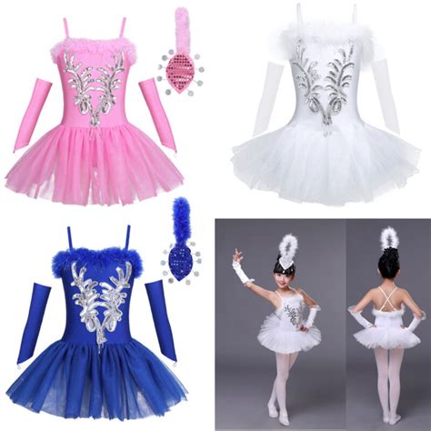 Specialty Uk Girls Sequin Ballet Dance Dress Tutu Leotard Swan