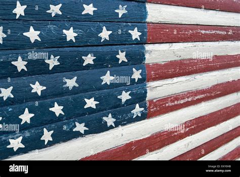 Hand Painted American Flag On Rustic Wood Stock Photo Alamy