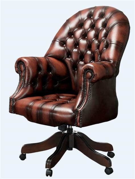 Yaheetech accent chairs set of 2 faux leather barrel chair side chairs club chair for bedroom living reading room, black. Chesterfield Vintage Directors Swivel Office Chair Antique ...
