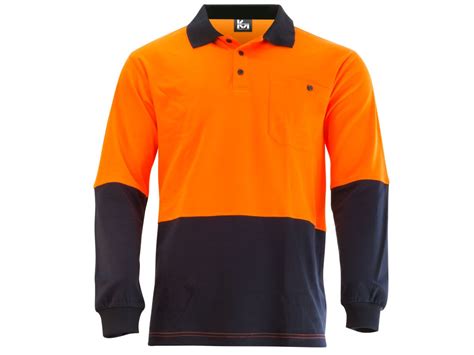 Mak Workwear Hi Vis Long Sleeve Polo Orangenavy 5xl From Reece