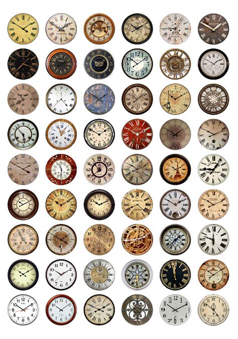 Clock Faces Bottlecap Images Vintage Antique Clocks Printable