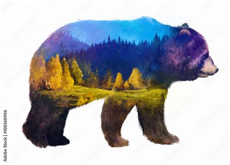 Bear Double Exposure Illustration Illustration Stock Adobe Stock