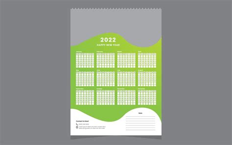 Single Wall Calendar 2022 Template Design With Vector 3044516 Vector