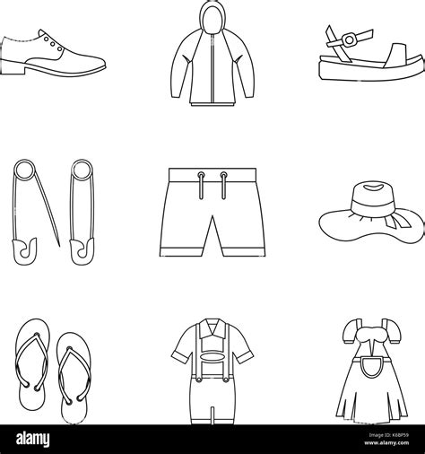 Summer Clothes Icon Set Outline Style Stock Vector Image And Art Alamy