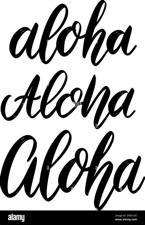 Aloha Lettering Phrase On White Background Design Element For Greeting Card T Shirt Poster