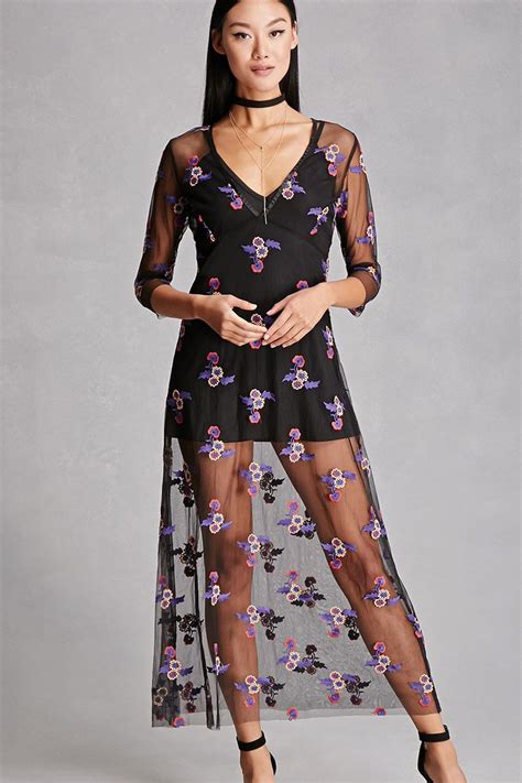 A Sheer Mesh Maxi Dress By Rd And Koko™ Featuring An Allover Floral