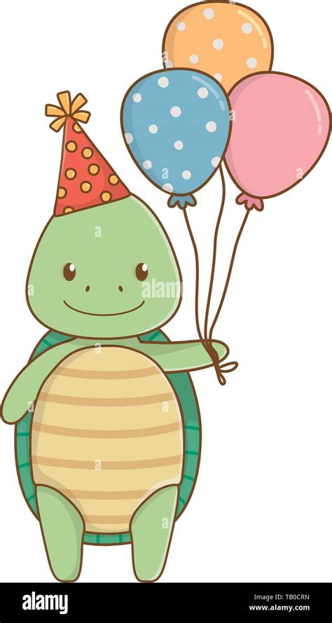 Turtle Cartoon Design Animal Happy Birthday Celebration Decoration And
