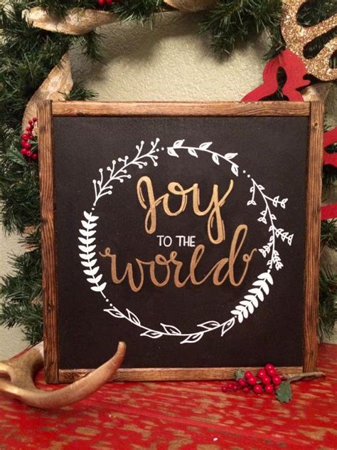 Joy To The World Wood Hand Lettered Sign Background Is Black Lettering