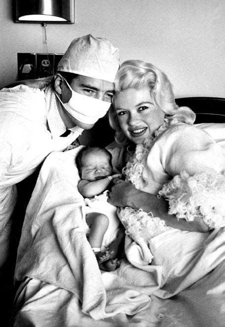jayne mansfield with her newborn daughter mariska hargitay and former mr universe mickey