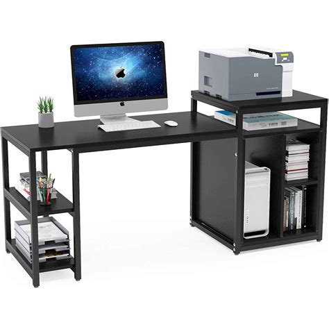 Tribesigns Black Computer Desk With Storage Shelf 47 Inch