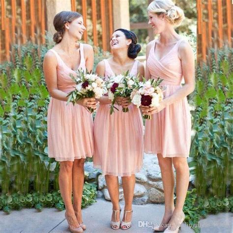 Short Pink Bridesmaid Dress 2019 Summer Beach Wedding Bridesmaids