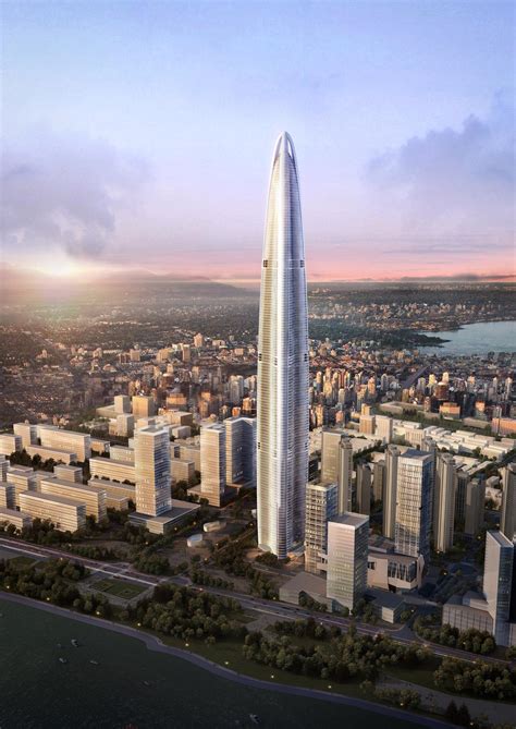 Original plan was 636m, but redesigned due to airspace regulations, the maximum height will not be allowed to exceed over 500m above sea level. Photos: Wuhan Greenland Center Brings China to New Heights ...