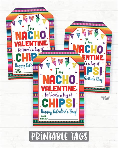 nacho valentine chips valentine tags taco average etsy