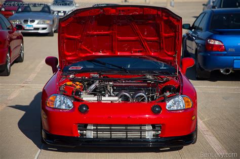 turbo honda del sol with the hood open