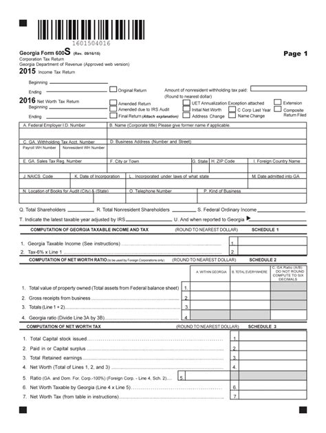 2015 Form Ga Dor 600s Fill Online Printable Fillable Blank Pdffiller