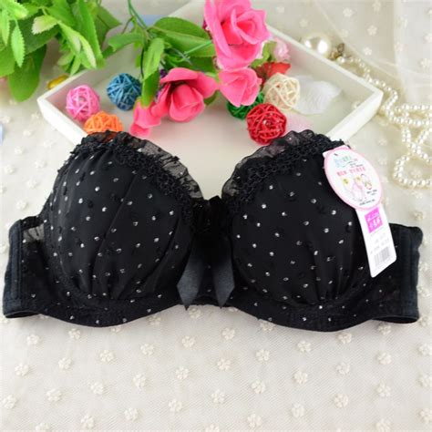 Women Dot Print Padded Bras Underwire Brassiere Lace Bowknot Push Up