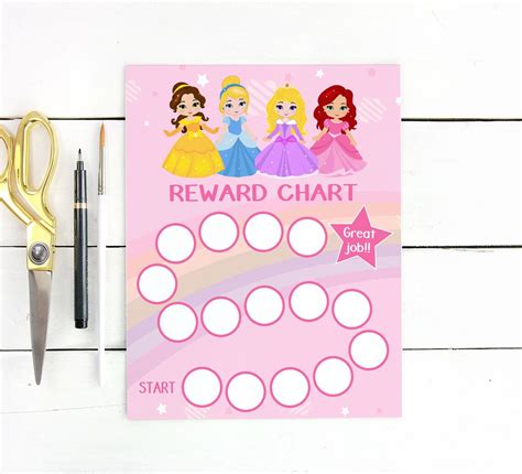Reward Chart Printable Disney Princess Toddler Girl Chart Etsy