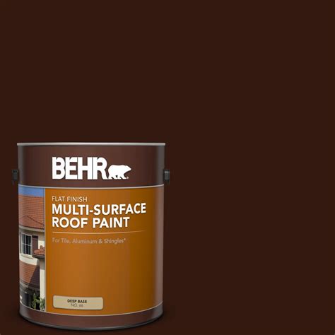 Available in a wide range of colours across a. BEHR 1 gal. #RP-20 Bark Brown Flat Multi-Surface Exterior Roof Paint-06601 - The Home Depot