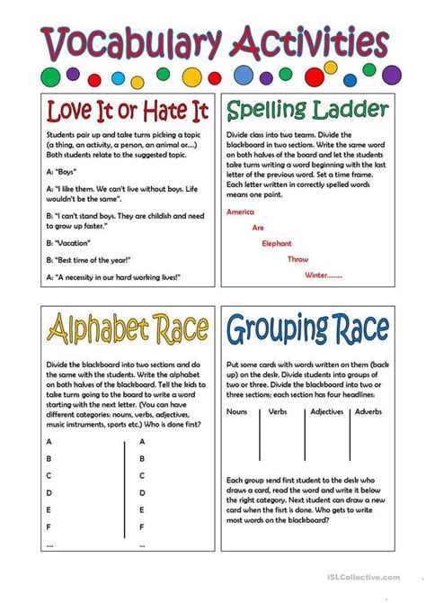 Vocabulary Activities Worksheet Free Esl Printable Worksheets Made By Teachers Vocabulary