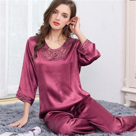 best women mulberry silk pajama set with lace ladies silk loungewear f silk pajamas women