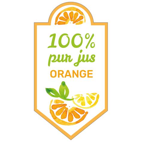 Étiquette Jus De Fruits Orange 100 Pur Jus Autocollants Labelpix