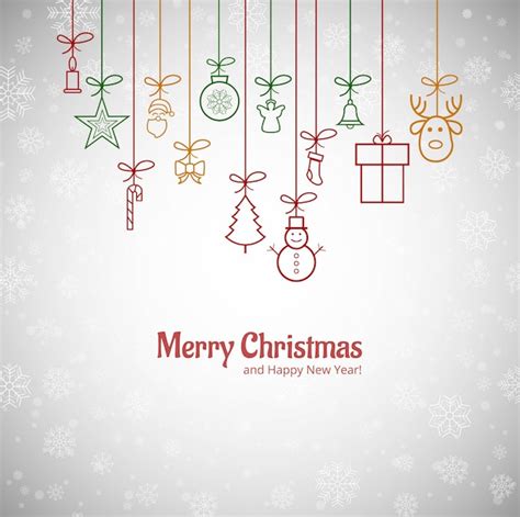 Free Vector Beautiful Merry Christmas Greeting Card With Snowflakes
