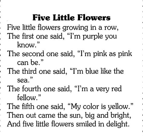 Five Little Flowers Wee Poem For May Day Or Spring ༻ ༺ Preschool