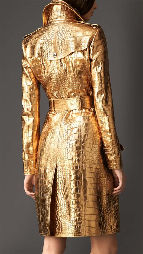 Lyst Burberry Metallic Alligator Leather Trench Coat In Metallic