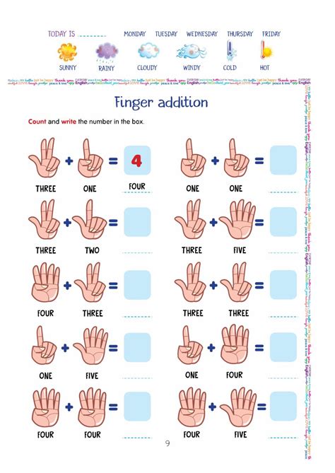 Finger addition worksheet