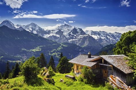 4k Grindelwald Switzerland Scenery Mountains Houses Trees Hd