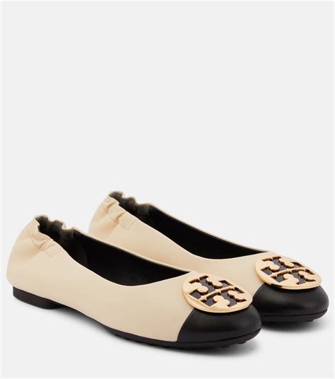 Claire Leather Ballet Flats In White Tory Burch Mytheresa