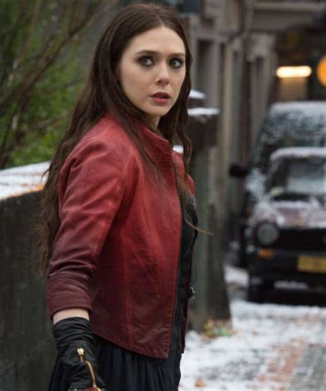 Scarlet Witch Avengers Age Ultron Red Leather Jacket Rockstar Jacket