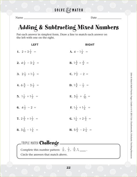 5th Grade Math Worksheets Subtracting Mixed Numbers