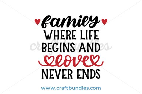 Family Where Life Begins And Love Never Ends SVG Cut File - CraftBundles