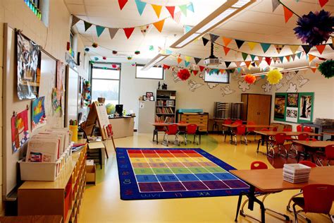 Colorful Garland In An Art Classroom Art Education Elementary Classroom Prep Classroom Layout