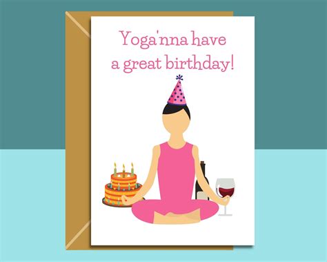 Funny Yoga Birthday Card Yoganna Have A Great Birthday Etsy