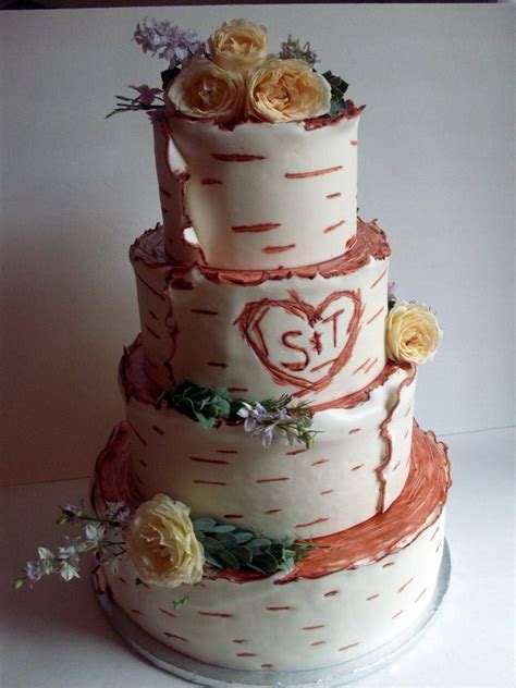 Birch Bark Wedding Cake Cake Wedding Cakes Cake Decorating