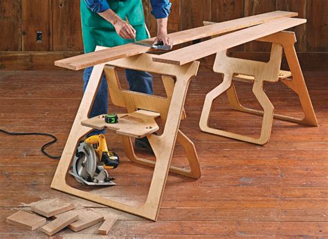 Fill the holes with wood putty and let them dry out for a few hours. Fold-Flat Sawhorses | Woodworking Project | Woodsmith Plans