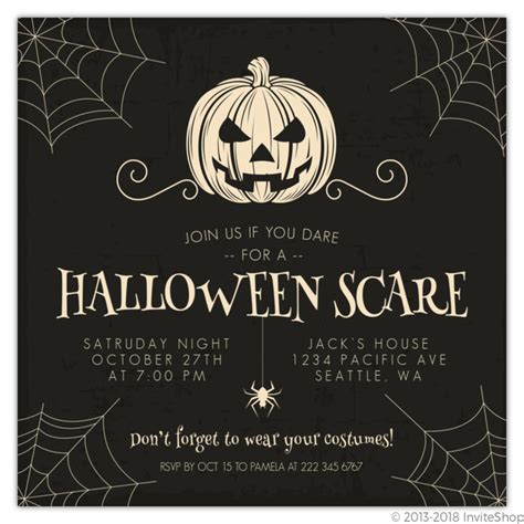 Creepy Halloween Scare Costume Party Invitation Halloween Invitations