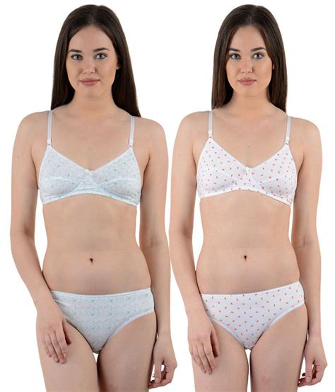 Buy Ultrafit Multi Color Cotton Bra And Panty Sets Pack Of 2 Online At