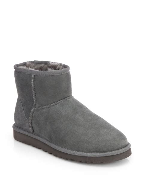 Ugg Classic Mini Suede Boots In Gray Grey Lyst