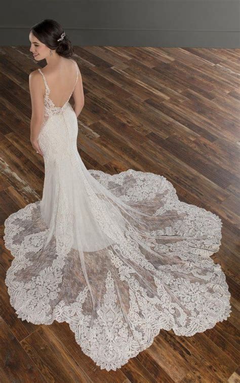 Fitted Wedding Dress With Pearl Beading And Shaped Train Martina Liana