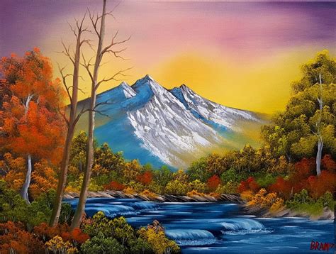 Bob Ross Birthday Tribute Oil 18x24in Canvas Beautiful Paintings Of