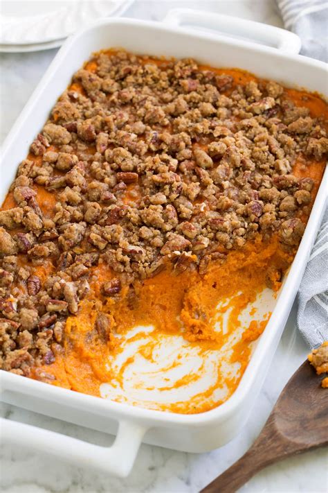 classic sweet potato casserole gets a twist with bourbon and pecans ph