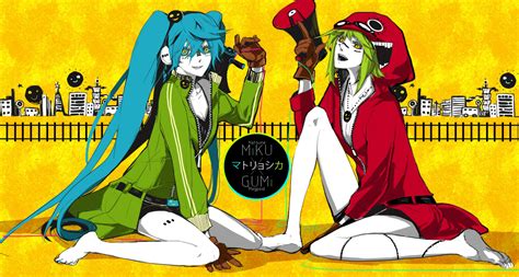 Blue Hair City Green Hair Gumi Hatsune Miku Long Hair Matryoshka